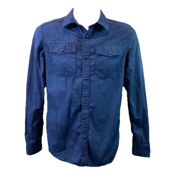 G Star Raw Mens Shirt Blue LS Pockets Snap Front Streetwear Sz M - Picture 1 of 8